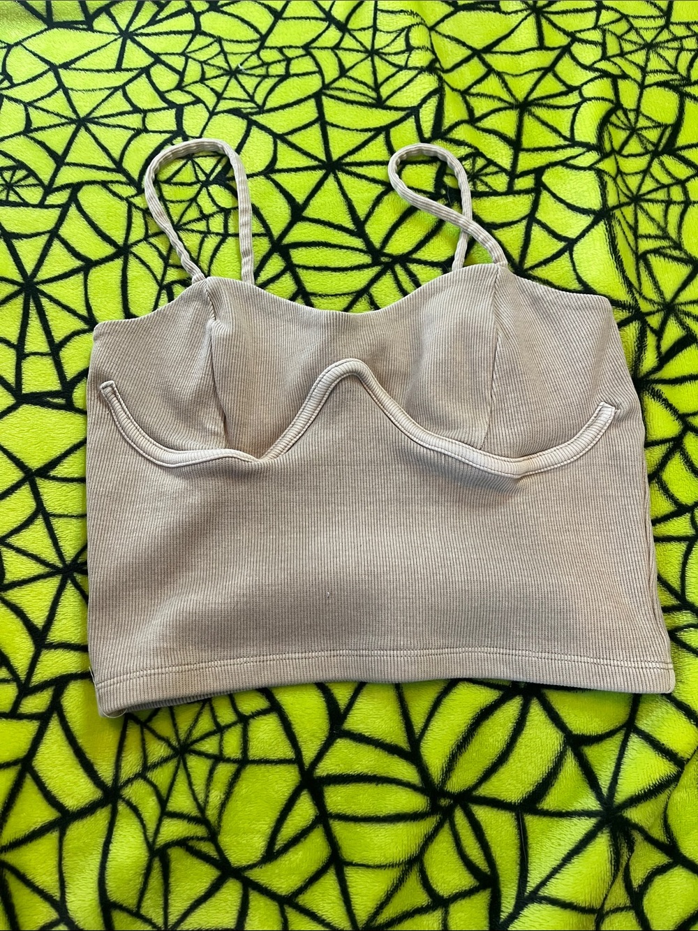 Forever 21 Beige Ribbed Tank Top